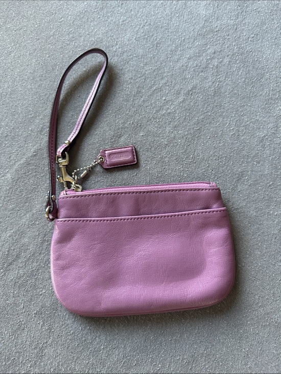 Coach Handbags - Coach Pink Leather Wristlet with Logo Tag